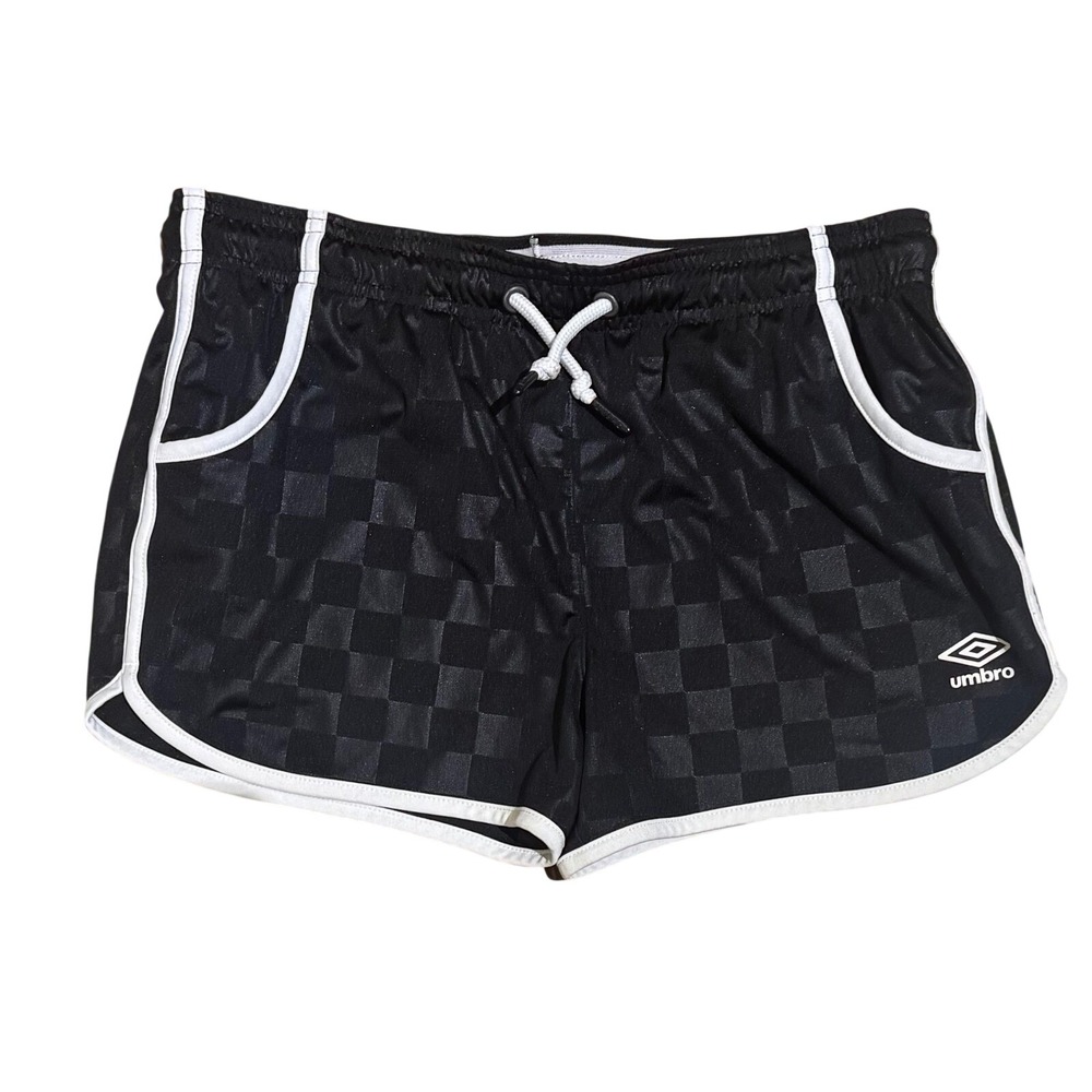 Umbro Athletic Shorts XL Black White Checkerboard‎ Dolphin Soccer Sporty